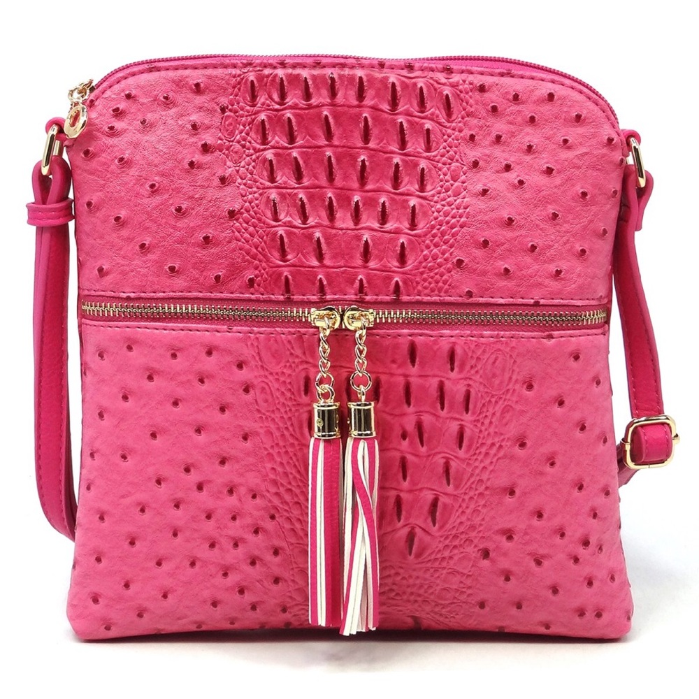 Vibrant Vegan Animal Print Crocodile Leather Crossbody Handbag